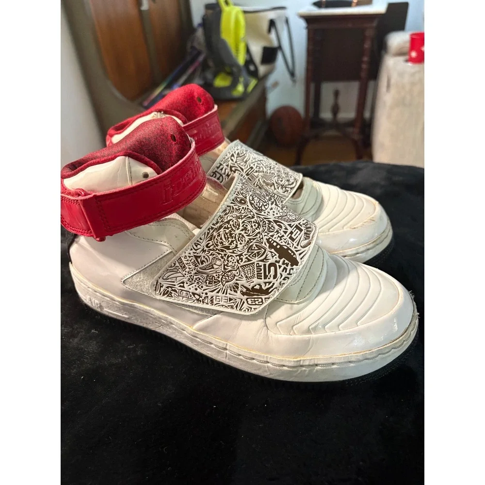 Jordan AJF 20 Kids White Red Black Laser Strap High Top Sneakers 332124-161